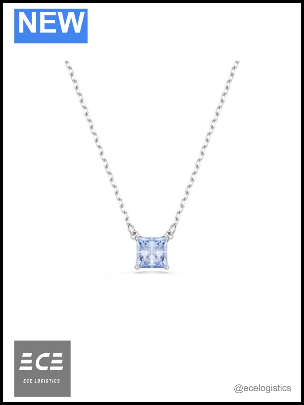 Swarovski Matrix Pendant Necklace Square Cut Crystal Rhodium Plated Lobster